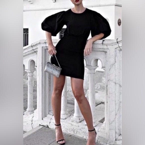 Zara Dresses & Skirts - Zara Black Puff Sleeved Dress size medium
